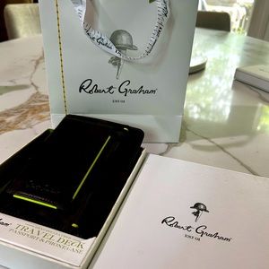 Robert Graham real fur dyed cow camouflage passport holder